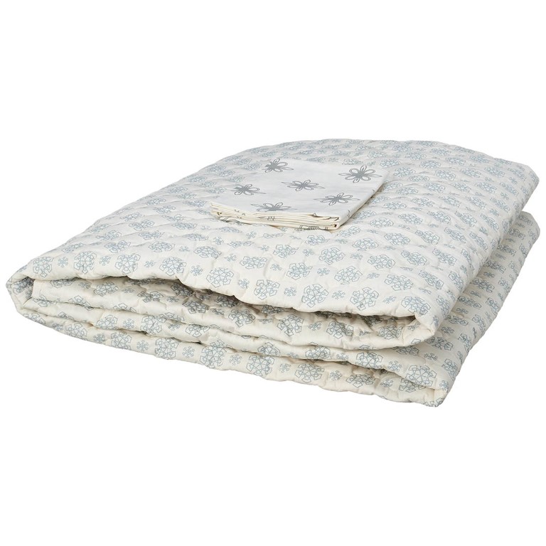 Al Maamoun طقم لحاف - 3 قطع - أوف وايت/رمادي