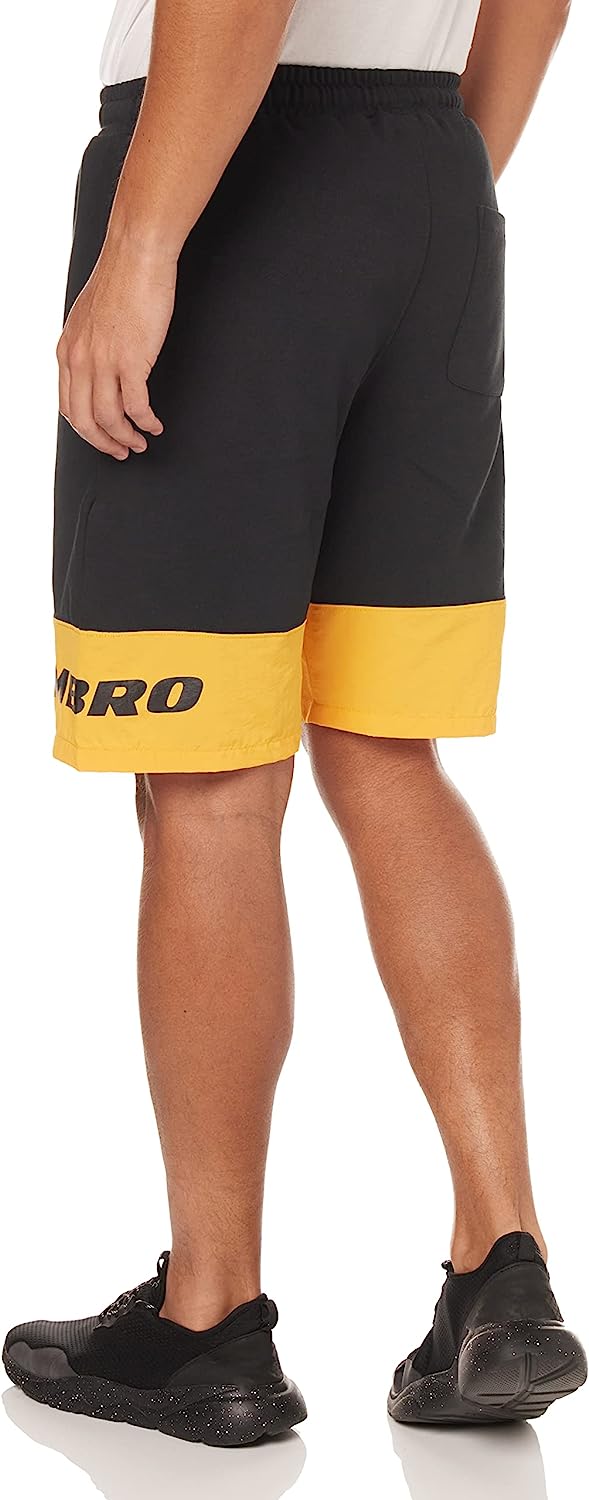 Umbro شورت رياضي رجالي للتمرين - أسود/اصفر - 66050U