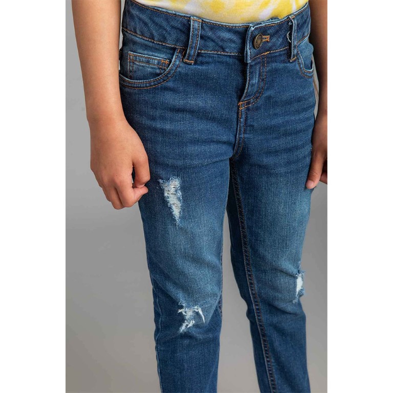 Concrete بنطلون جينز بناتي - أزرق