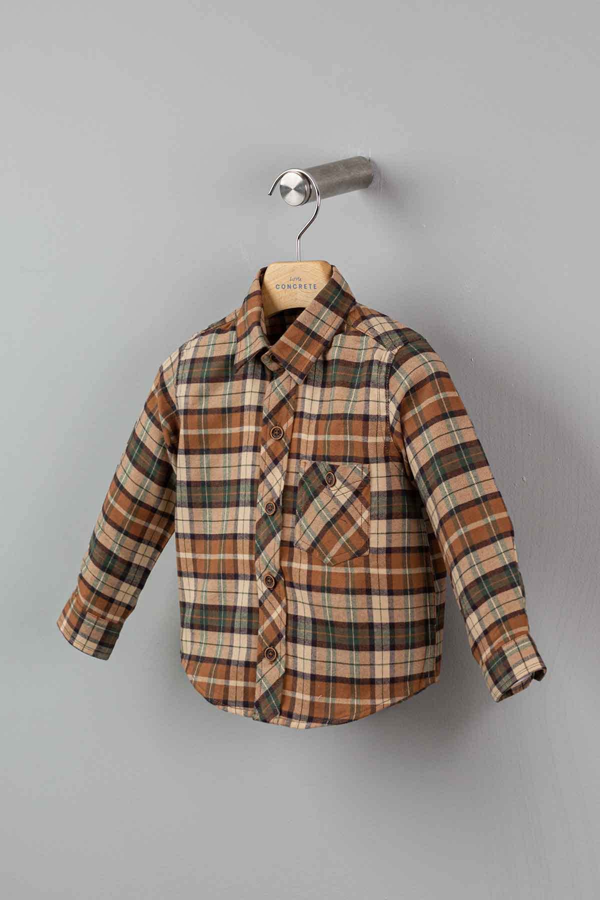 Concrete قميص كاروهات للأولاد - بني - C321SH2