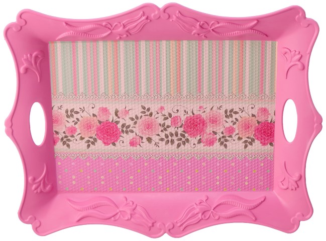 BB صينية تقديم بلاستيك وسط - بينك