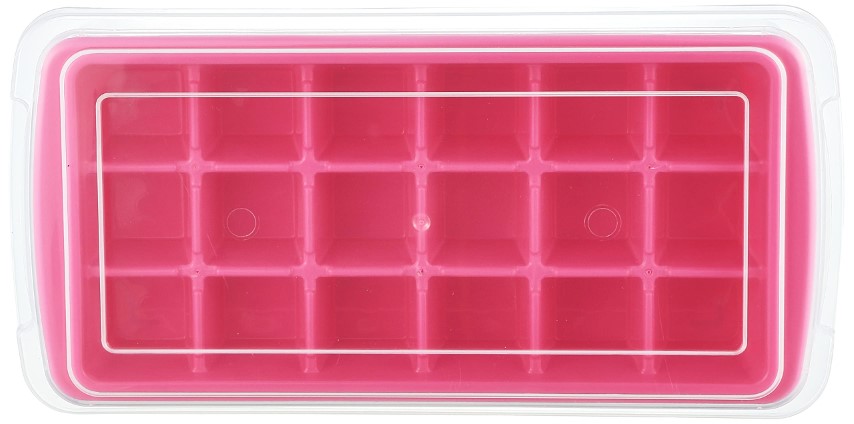 Bager طقم قالب ثلج مع حافظه وجاروف بلاستيك - بينك