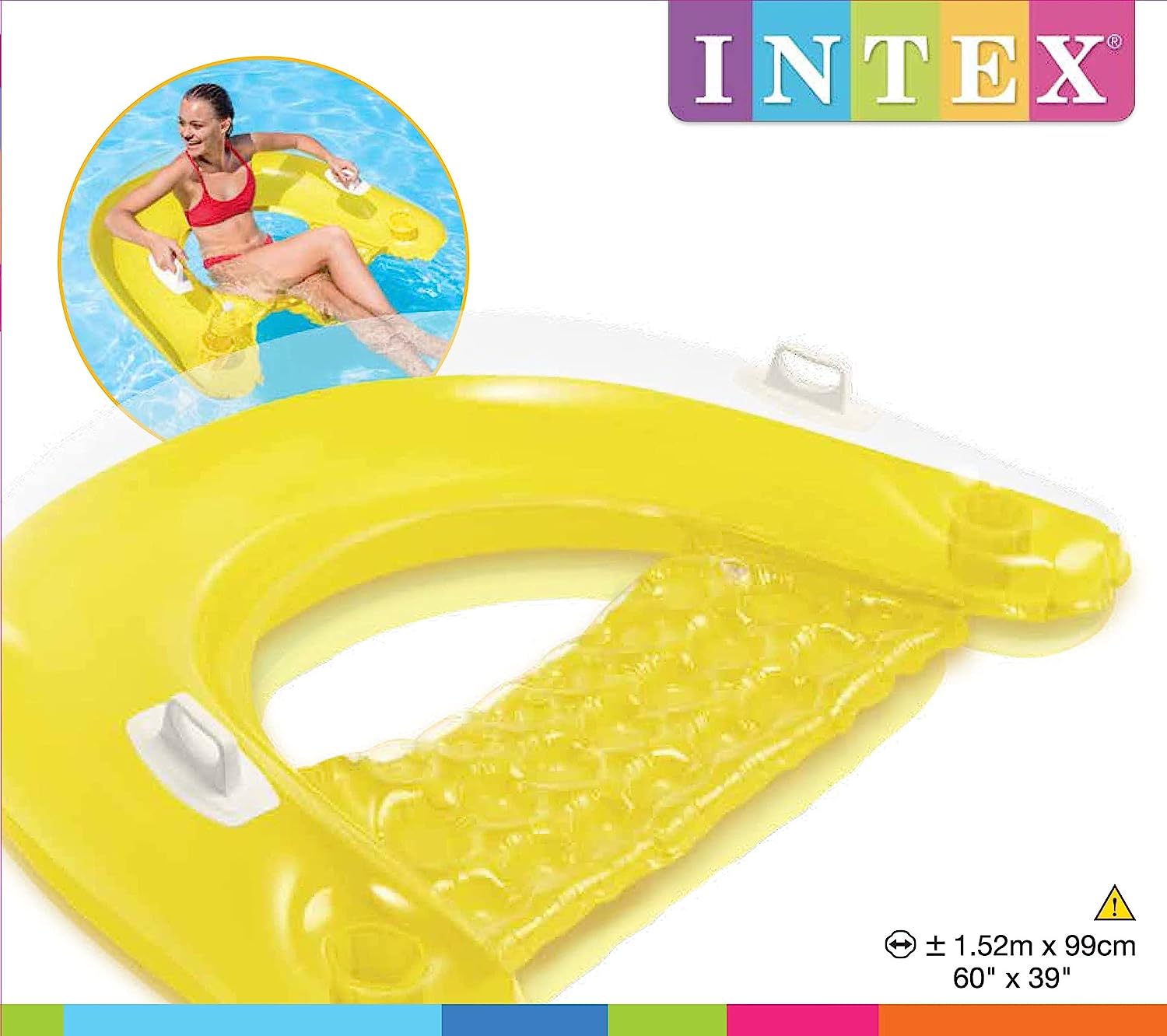 Intex عوامة سباحة شكل كرسي - أصفر