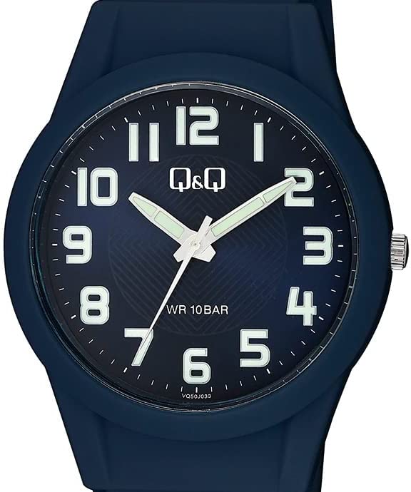 Q&Q ساعة للجنسين - 38 ملم - كحلي VQ50J033Y