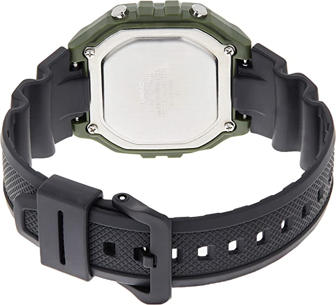 Casio W-218H-3AVDF ساعة رجالي مقاومة للماء - أسود/زيتي