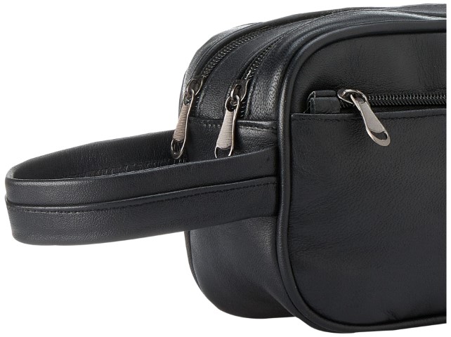 حقيبة يد محفظة جلد رجالي - أسود