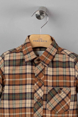 Concrete قميص كاروهات للأولاد - بني - C321SH2