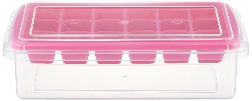 Bager طقم قالب ثلج مع حافظه وجاروف بلاستيك - بينك