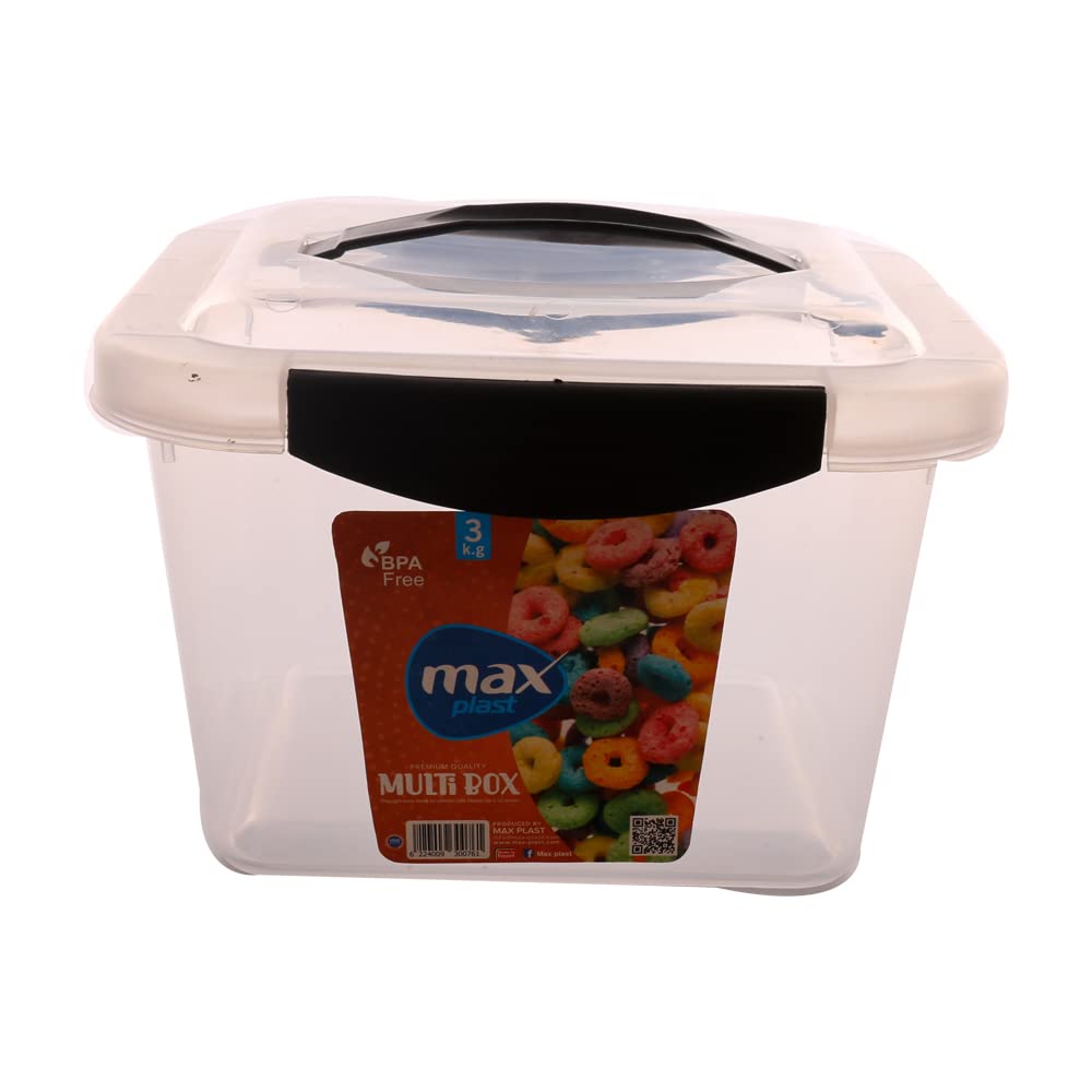 Max Plast علبة بلاستيك لحفظ الطعام - شفاف
