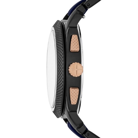 Fossil ساعة كاجوال للرجال - 45 ملم - أسود/أزرق - FS5164