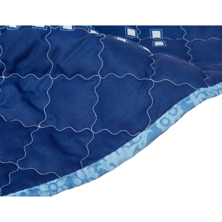 Al Maamoun طقم لحاف - 3 قطع - أزرق/أبيض