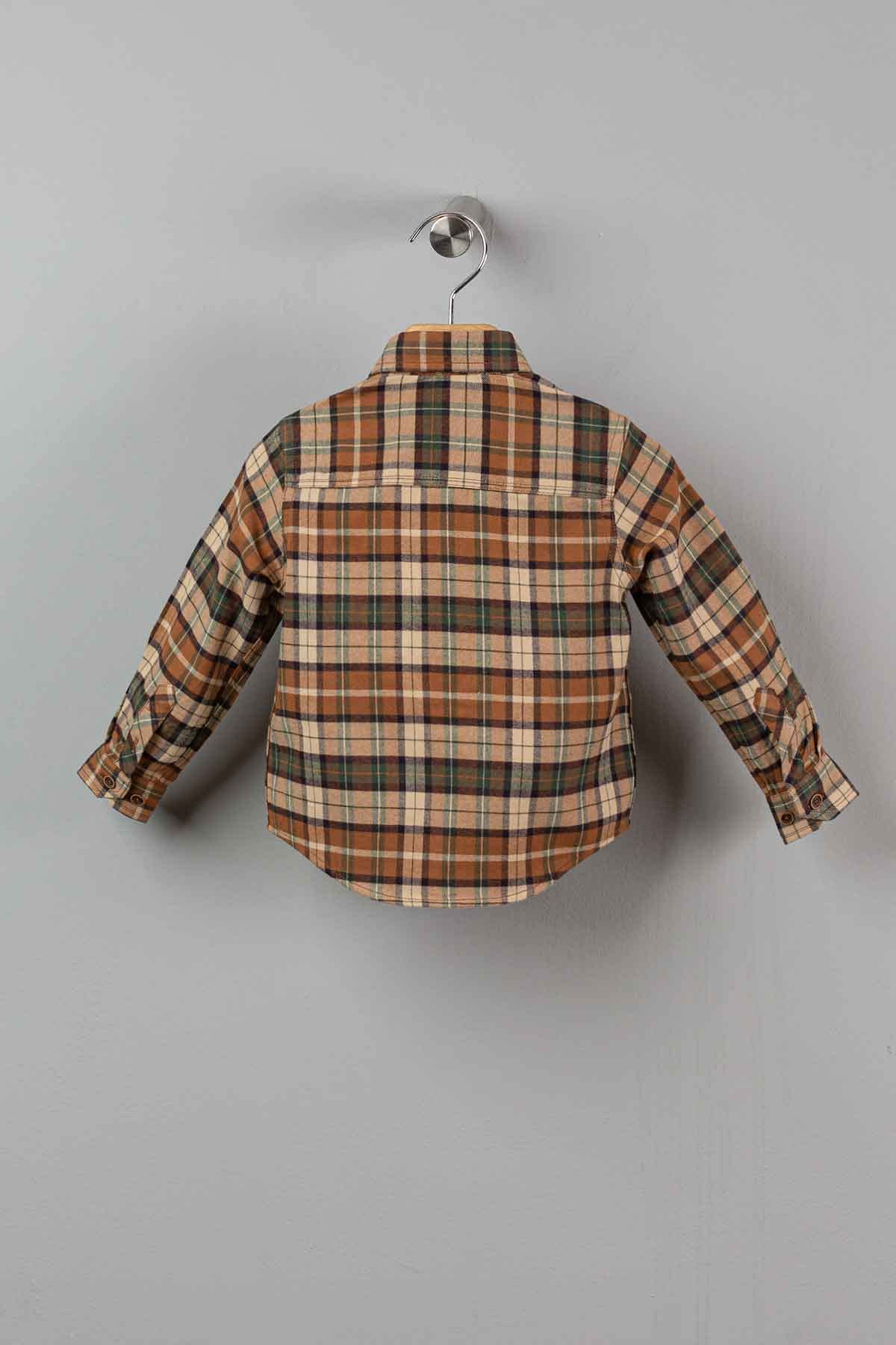 Concrete قميص كاروهات للأولاد - بني - C321SH2