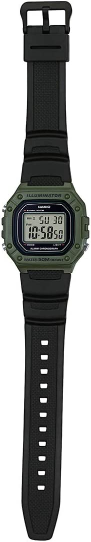 Casio W-218H-3AVDF ساعة رجالي مقاومة للماء - أسود/زيتي