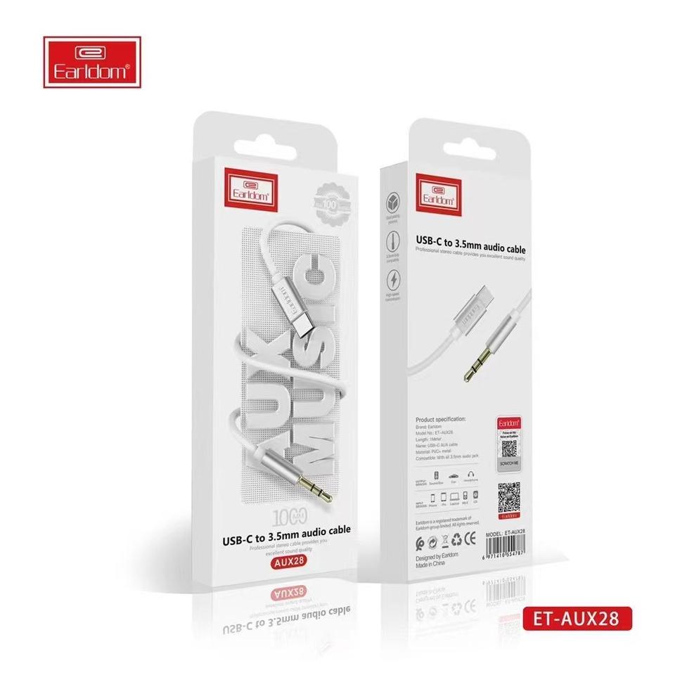 Earldom كابل Aux بمخرج Type c - ابيض - AUX28