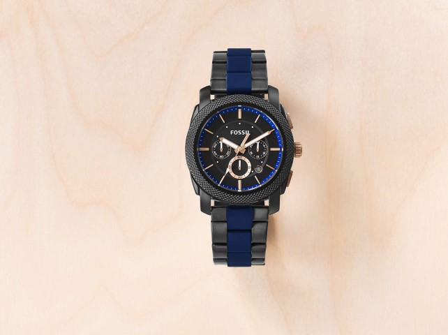 Fossil ساعة كاجوال للرجال - 45 ملم - أسود/أزرق - FS5164