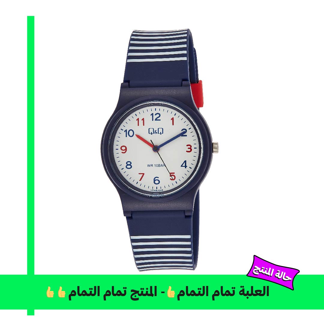 Q&Q VP46J046Y ساعة للجنسين - 34 ملم - كحلي/أبيض