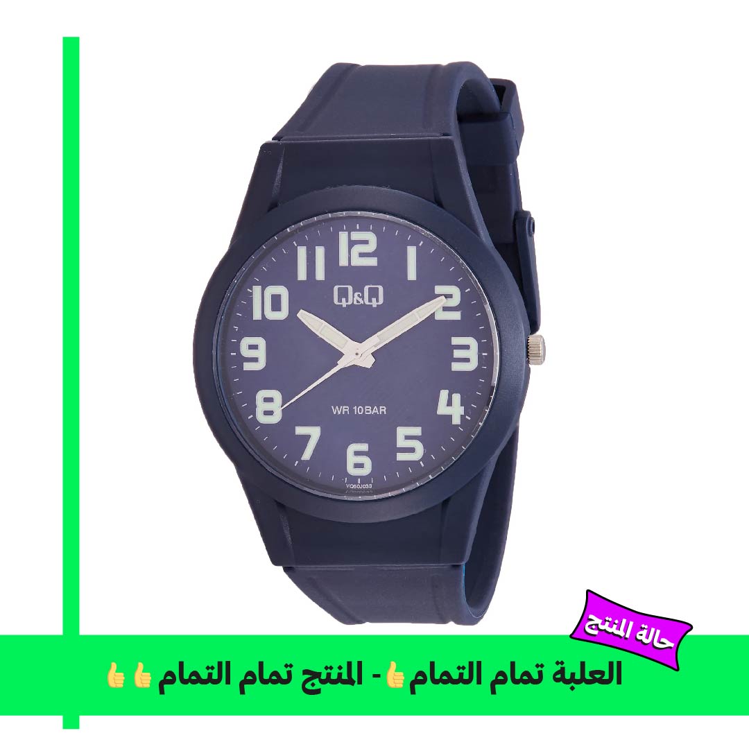 Q&Q ساعة للجنسين - 38 ملم - كحلي VQ50J033Y