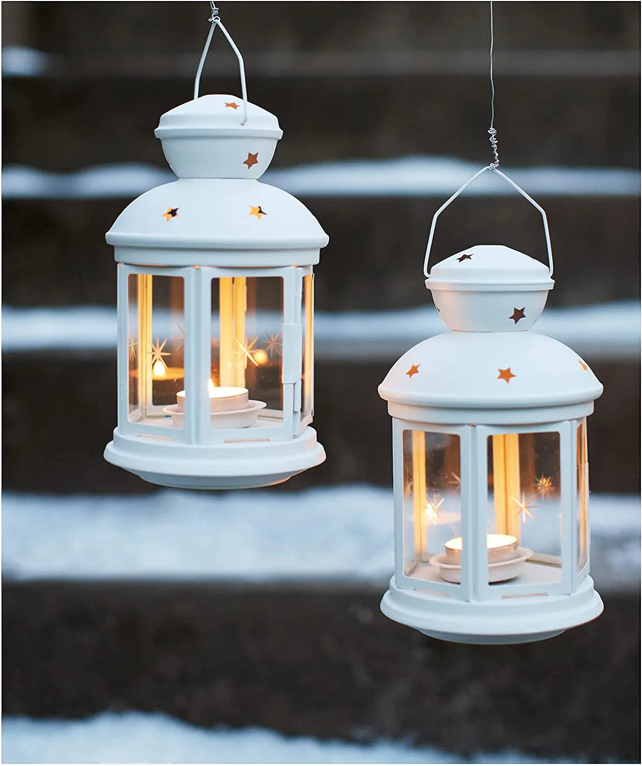 فانوس رمضان معدن - 22 سم - ابيض