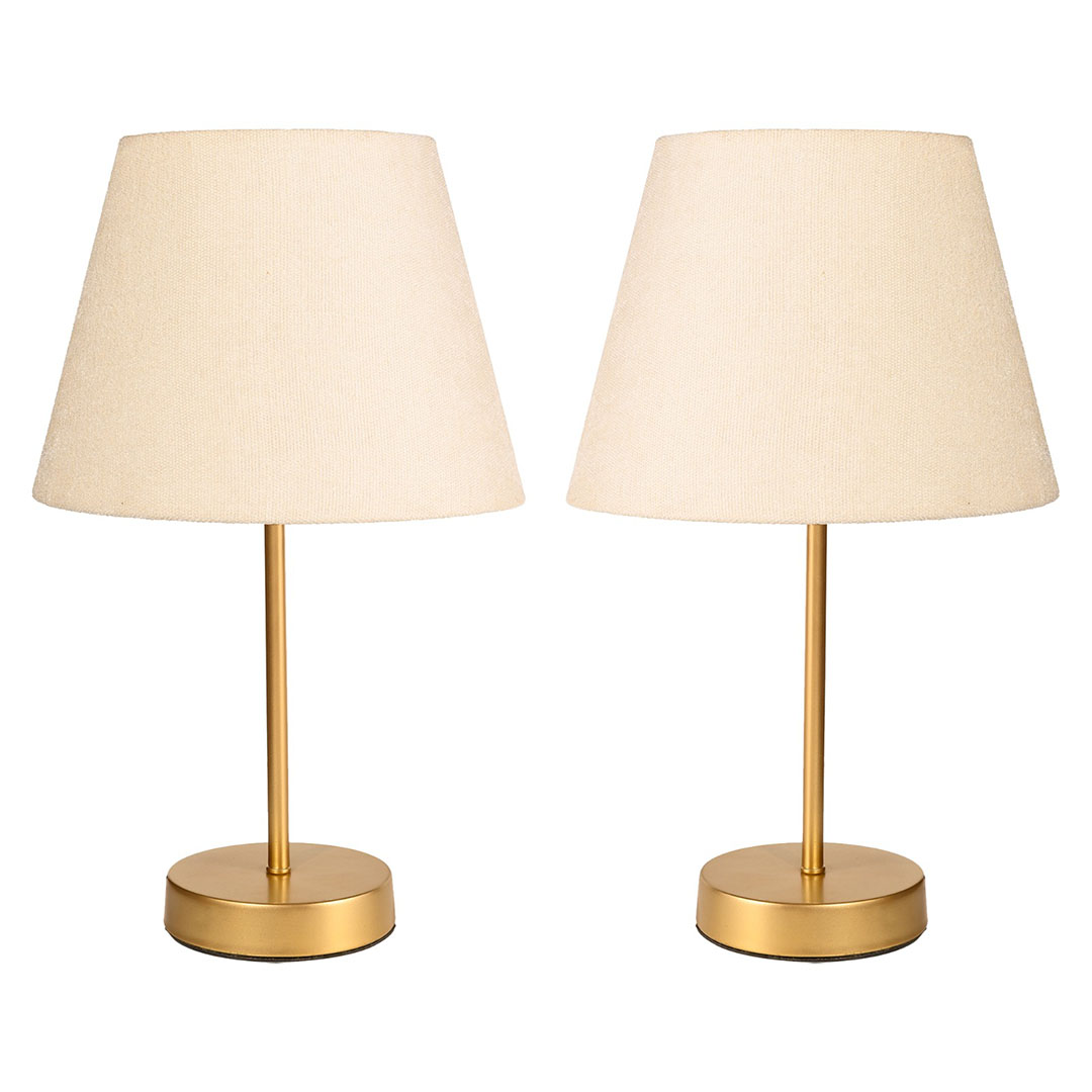 اباجورة مودرن معدن و شابوة قماش - دهبى/بيج - RL-BUN-TL-B-065