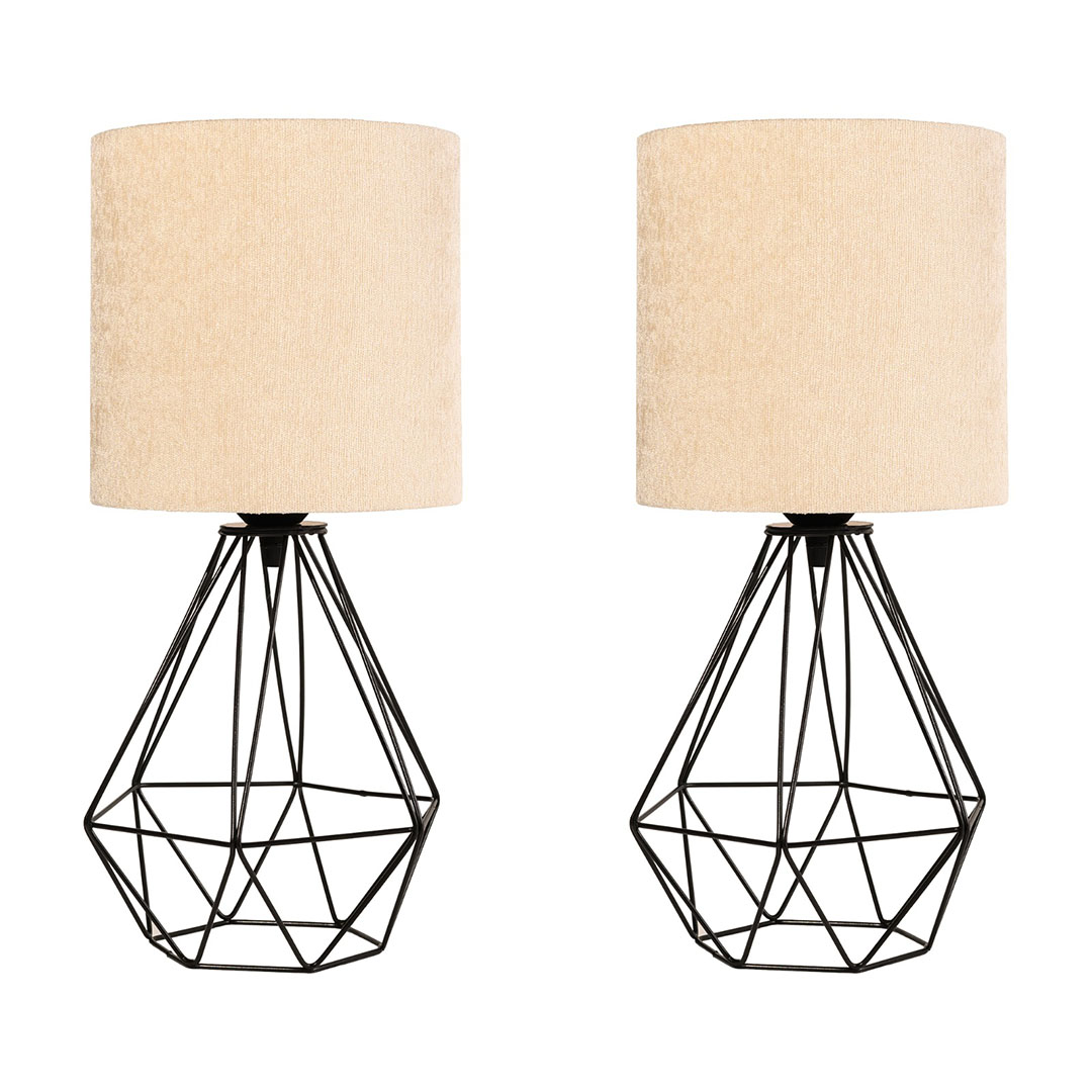 اباجورة مودرن معدن و شابوة قماش - اسود/بيج - RL-BUN-TL-B-066