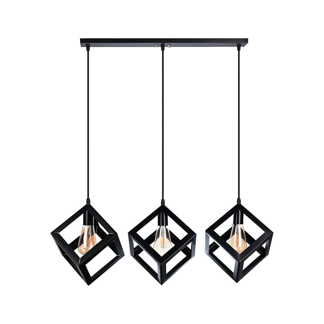 نجفة مسطرة ثلاثية عصرية - أسود