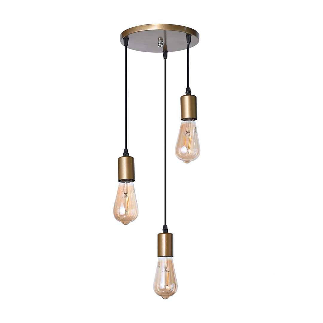 مصباح سقف ثلاثى مودرن معدن - دهبى - RL-CP-017