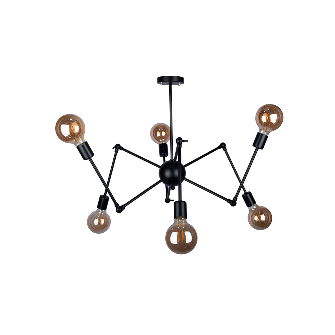 نجفة شكل العنكبوت بدراعات متحركة - أسود