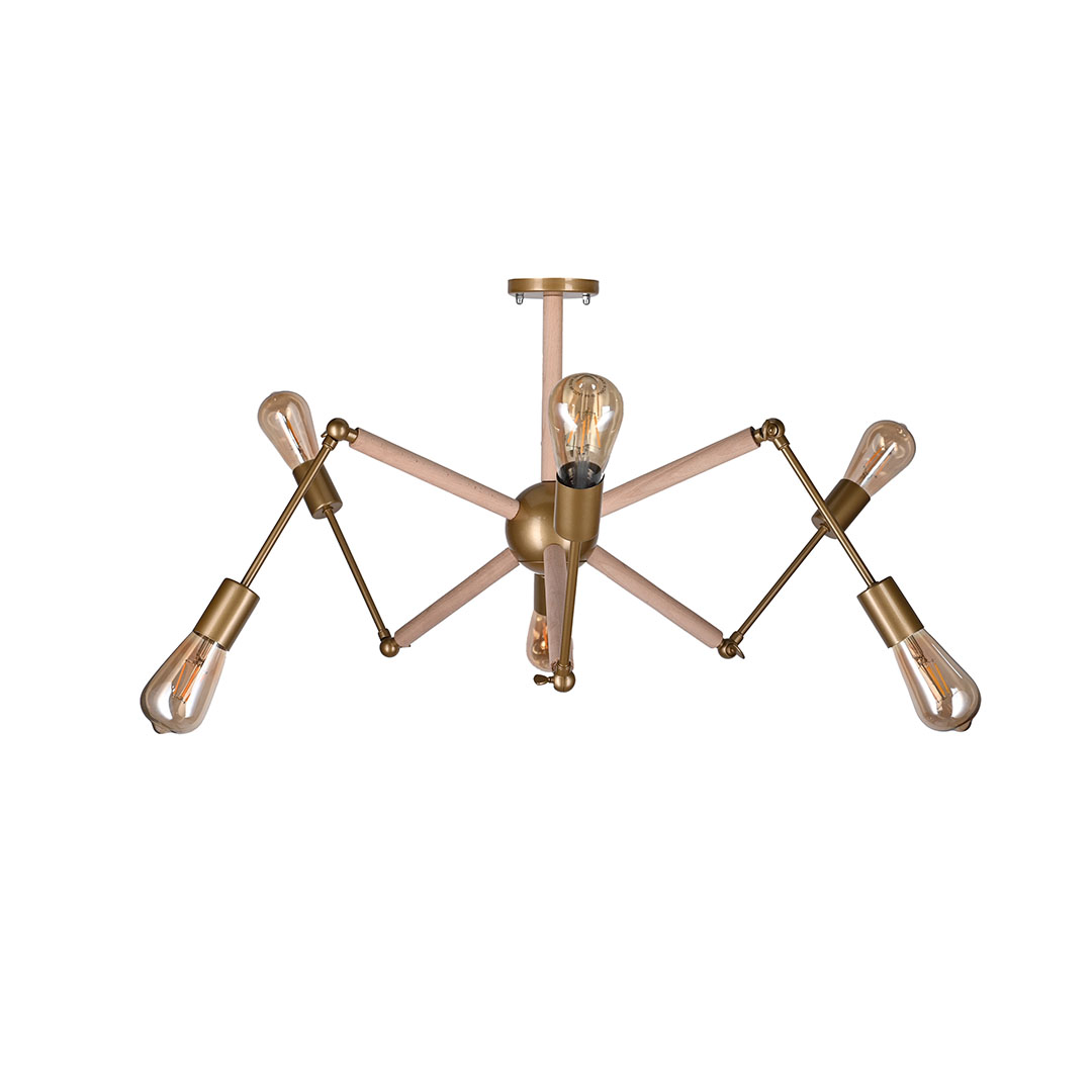 مصباح سقف بدراعات متحركة شكل العنكبوت مودرن معدن - بني - RL-DC-B-011