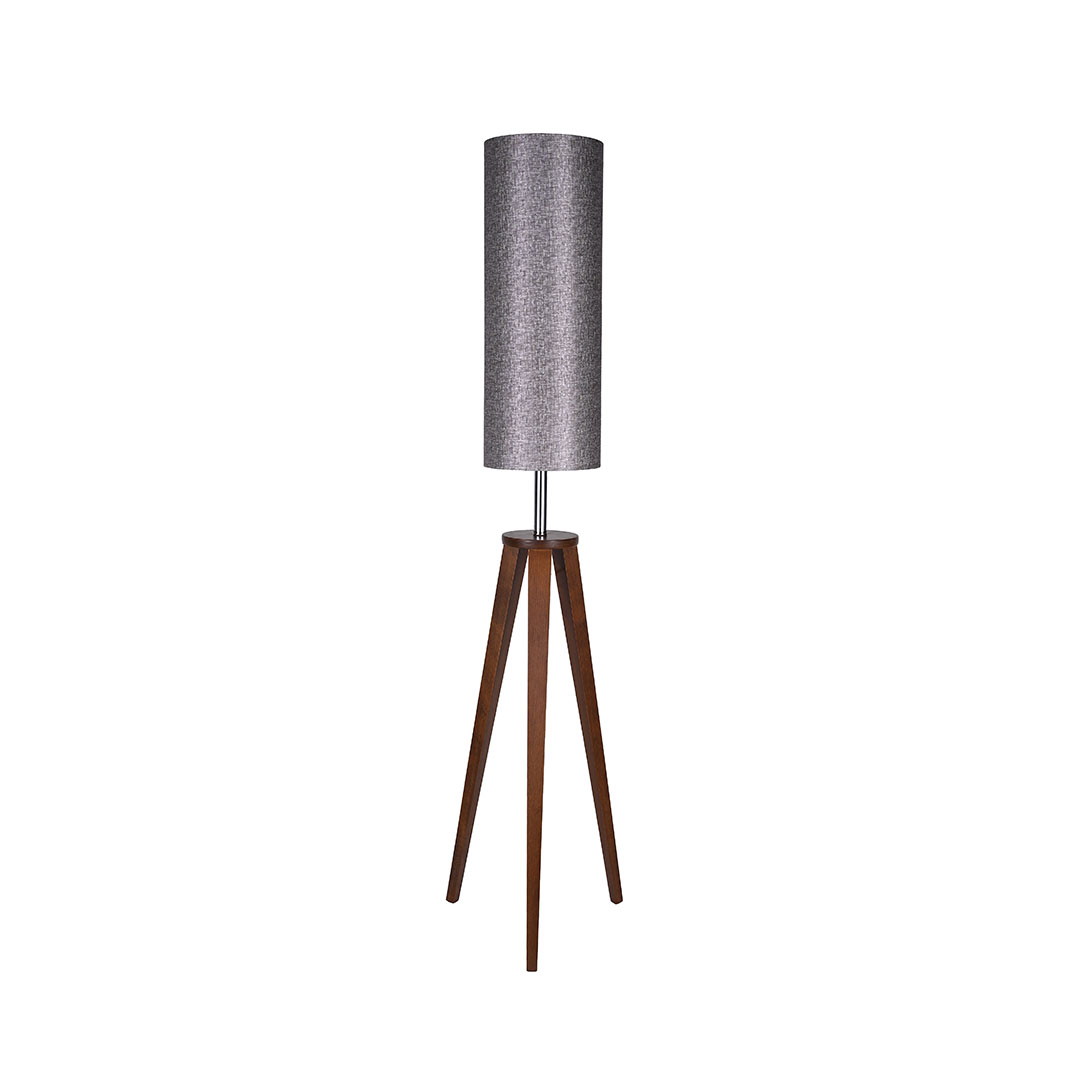 اباجورة أرض ستاند خشب شابوه فضي