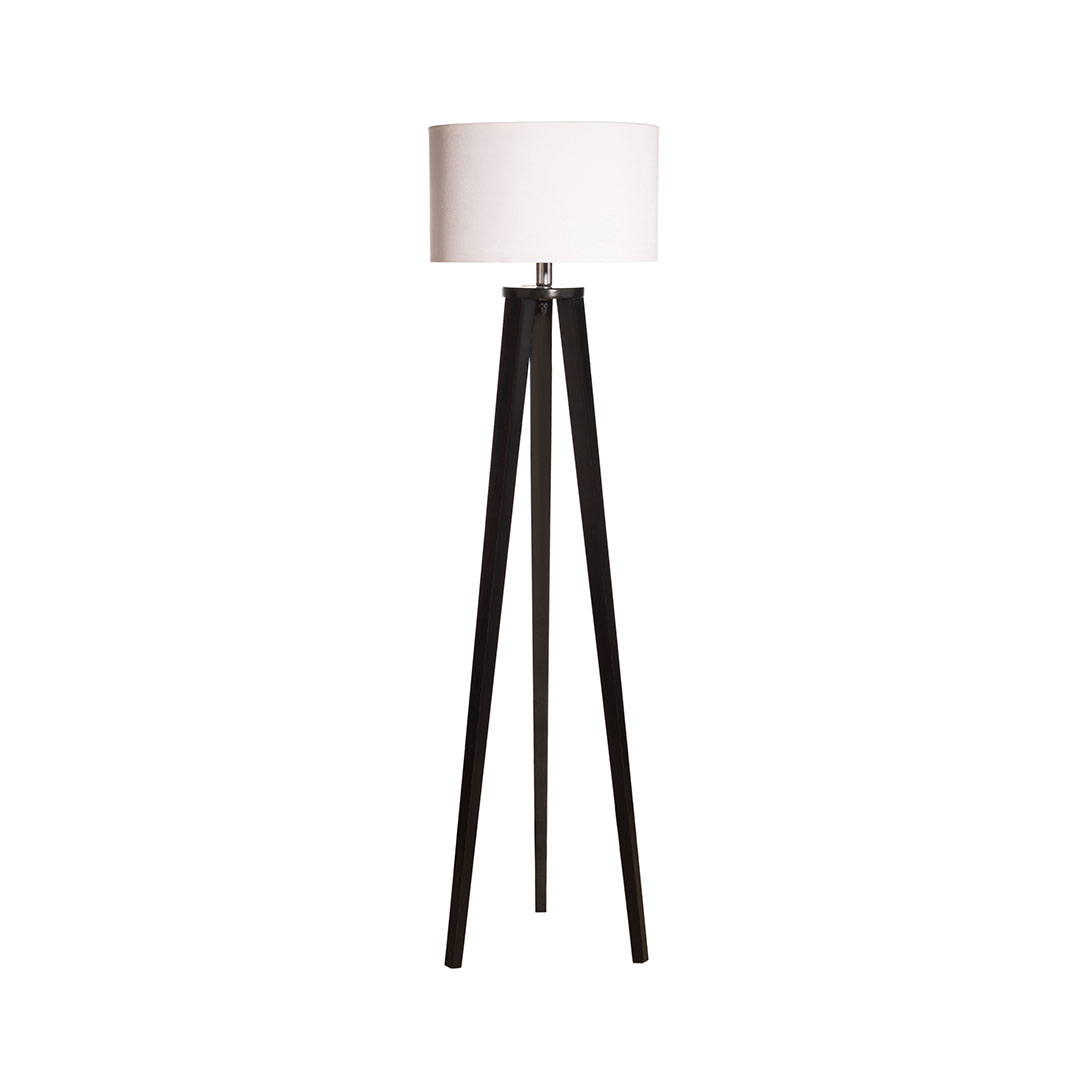 مصباح ارض مودرن خشب و شابوة قماش - اسود/ابيض - RL-FL-A-043