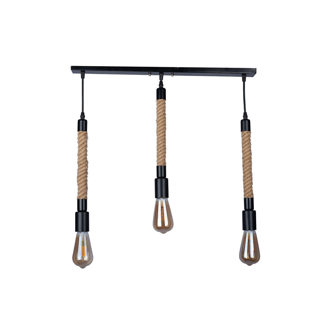 نجفة حبل كتان مسطرة - بيج