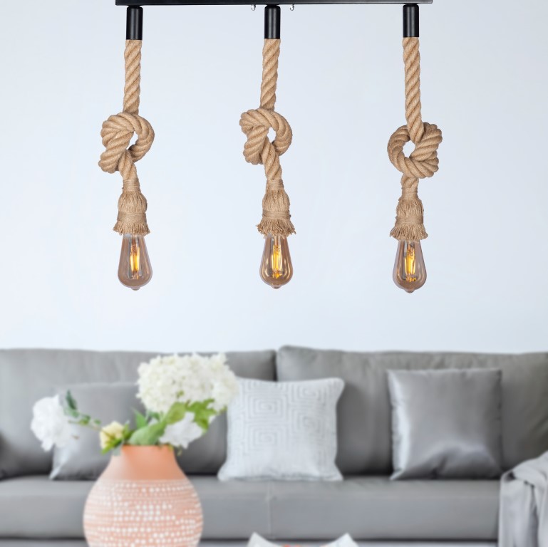 نجفة مسطرة حبل كتان - بيج