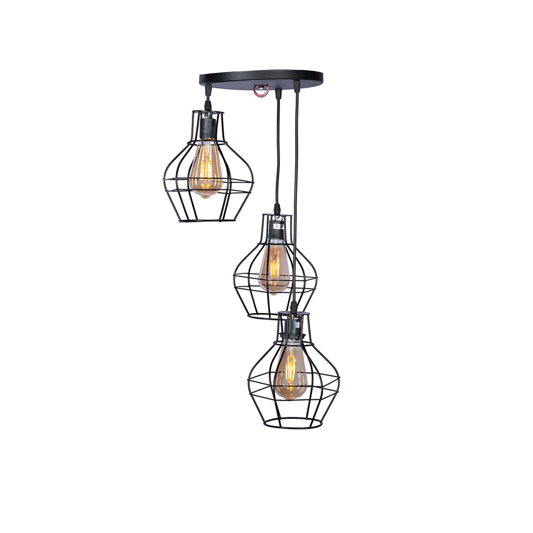 مصباح سقف ثلاثي مودرن معدن - اسود - RL-KR-057