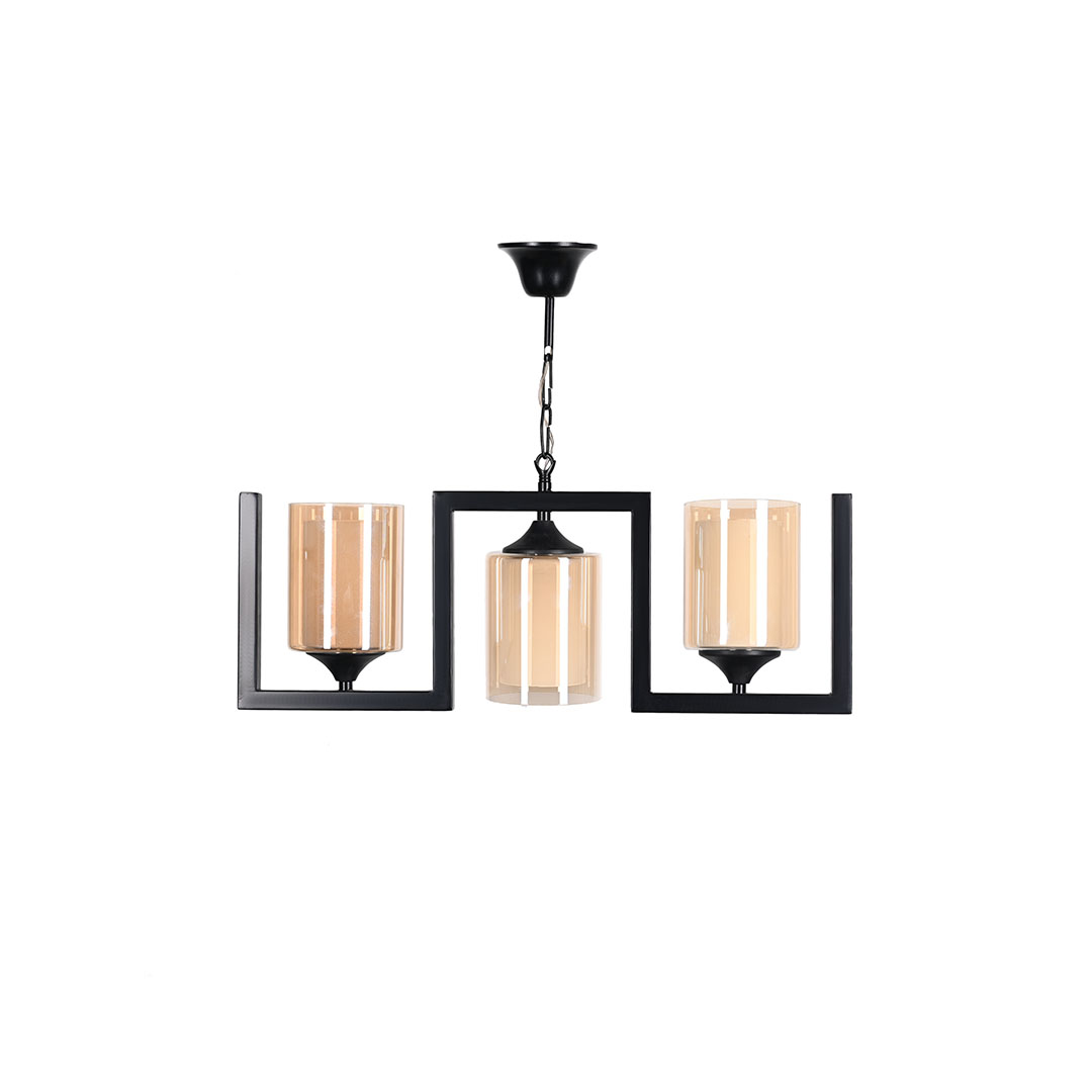 نجفة مسطرة ثلاثية مع الكلوب - اسود