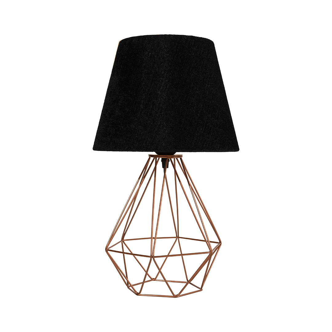 اباجورة مودرن معدن بشابوه قماش - نحاسي/اسود - RL-TL-B-026