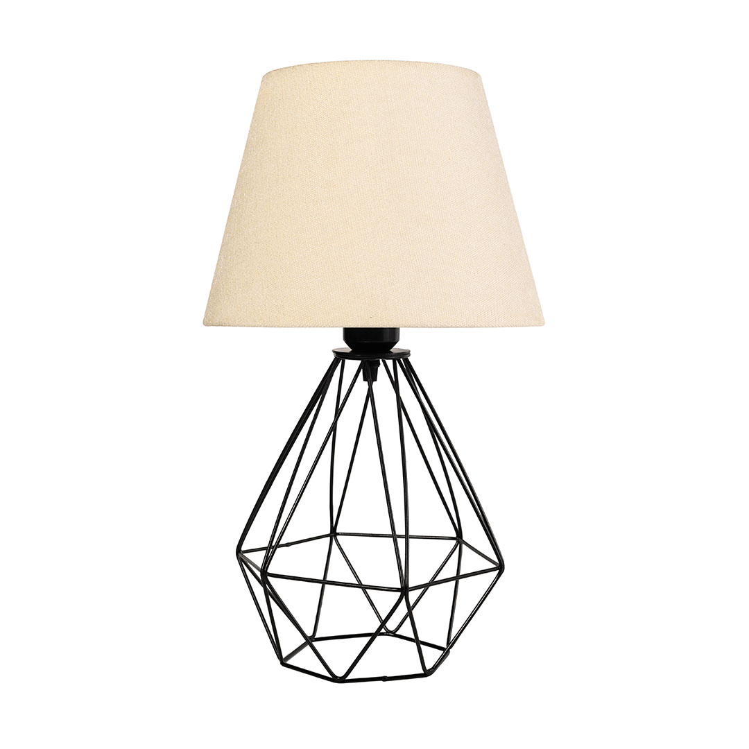 اباجورة مودرن معدن بشابوه قماش - اسود/بيج - RL-TL-B-032