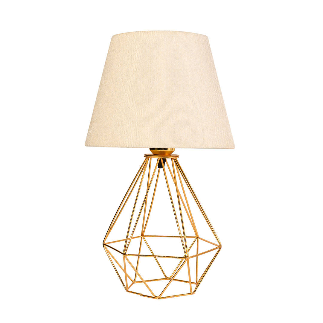 اباجورة مودرن معدن بشابوه قماش - دهبى/بيج - RL-TL-B-034