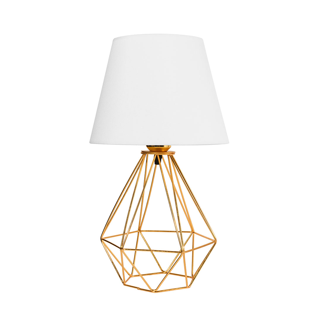 اباجورة مودرن معدن بشابوه قماش - دهبى/ابيض - RL-TL-B-035