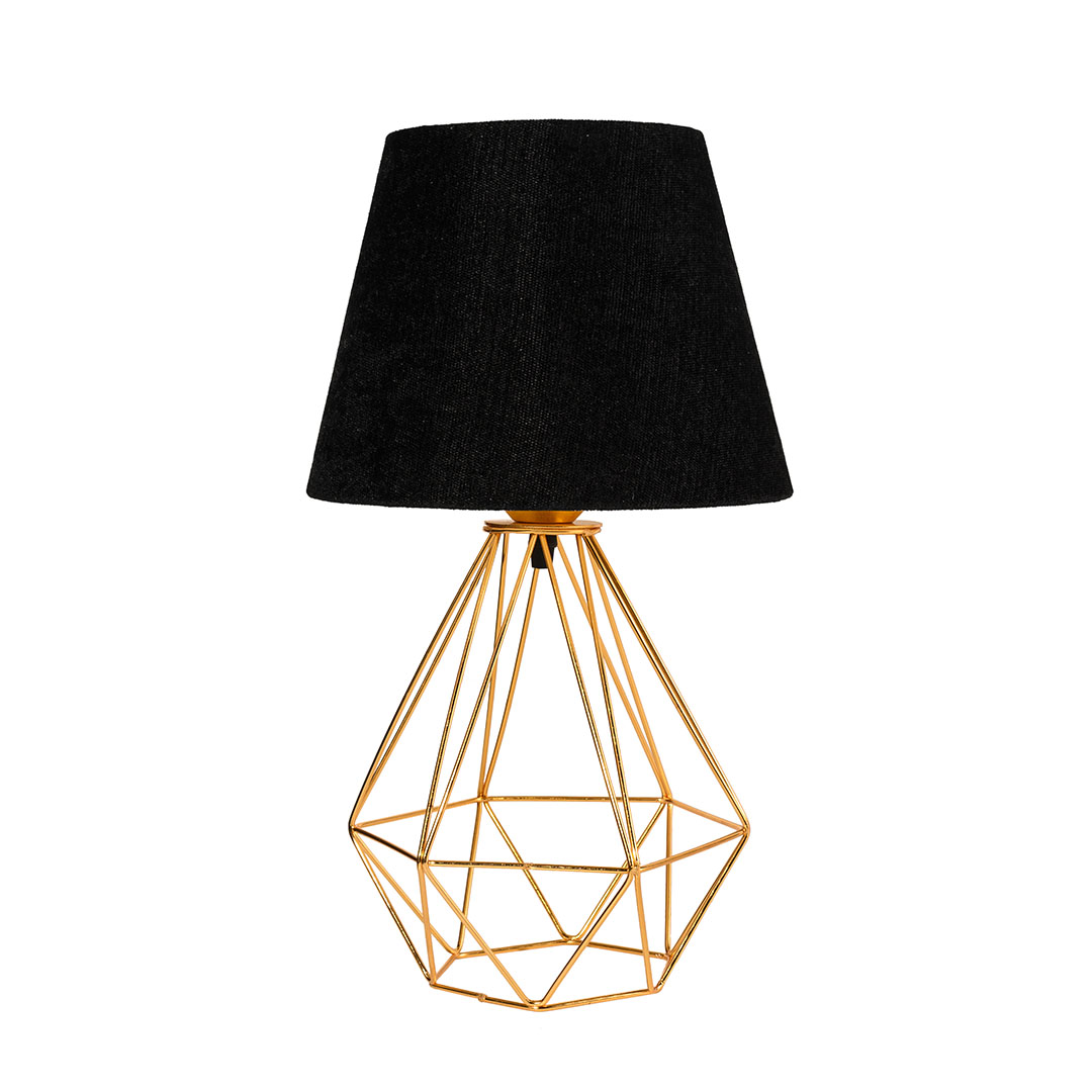 اباجورة مودرن معدن بشابوه قماش - دهبى/اسود - RL-TL-B-036