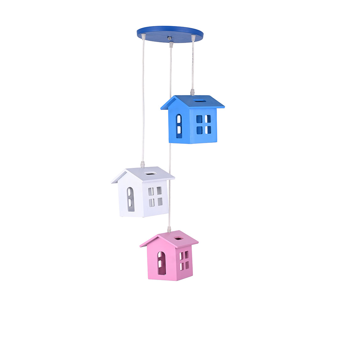 نجفة شكل بيت ثلاثية - الوان متعددة