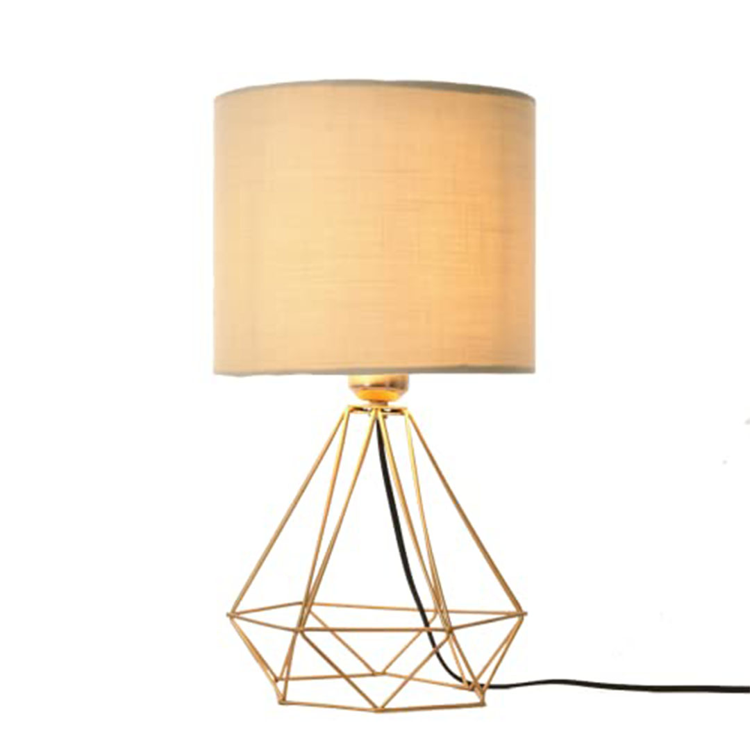 أباجورة ديكور بشابوة قماش - إطار ذهبي