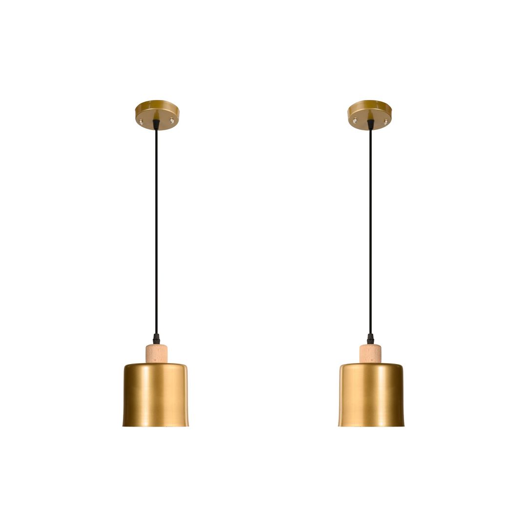 مصباح سقف فردي مطعم بقطعة خشبية مودرن معدن - 2 قطعة - دهبى - RL-BUN-CU-035