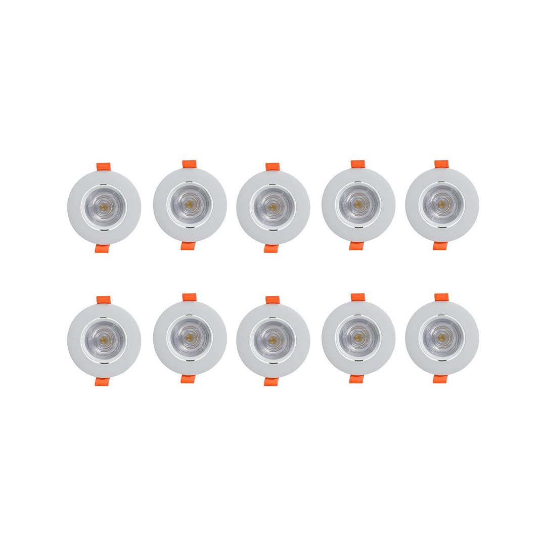 سبوط داخل الجبس جسم ابيض اضاءة 3 حركة مودرن بلاستك - 10 قطع - RL-BUN10-SL-A-043