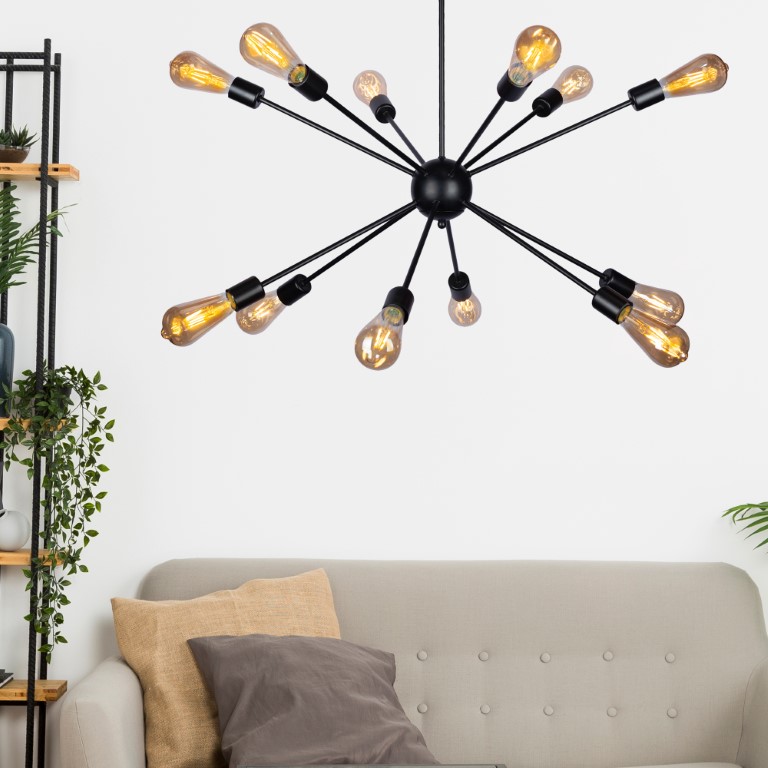 نجفة مبتكرة - 12 لمبة - أسود