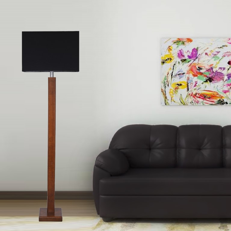 أباجورة ستاند خشب شابوه مستطيل - أسود