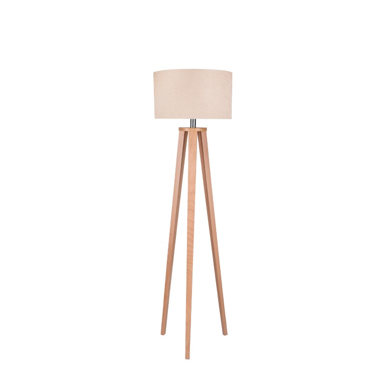 اباجورة ستاند خشب فاتح شابوه بيج