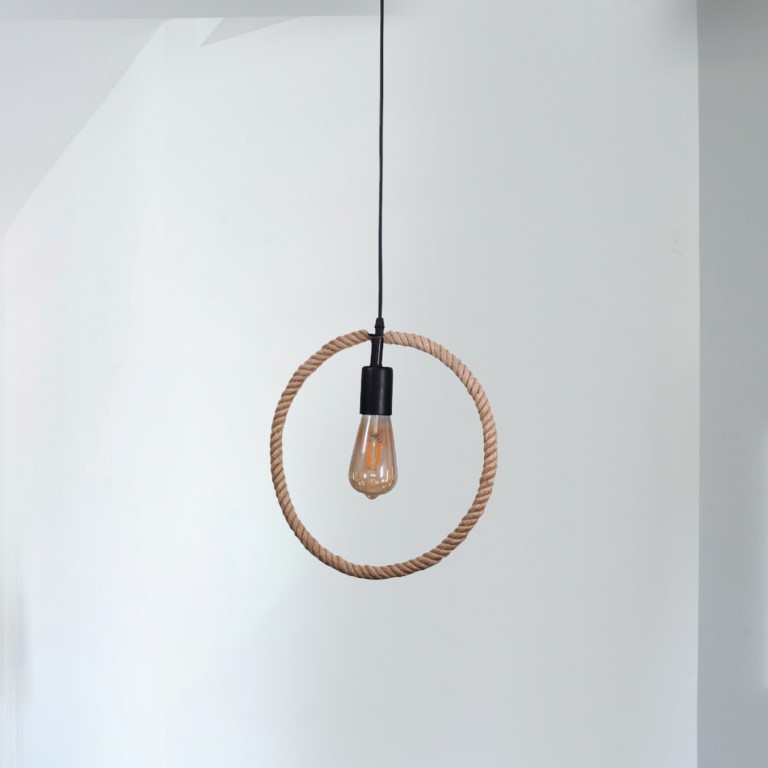 نجفة شكل دائري كتان - بيج