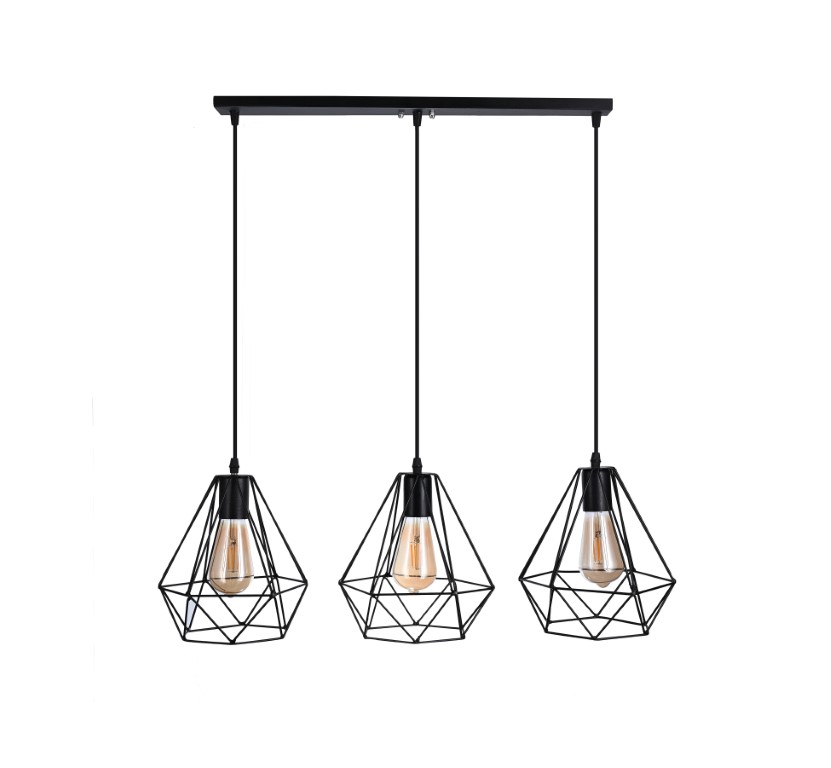 نجفة مسطرة شكل جوهرة - أسود