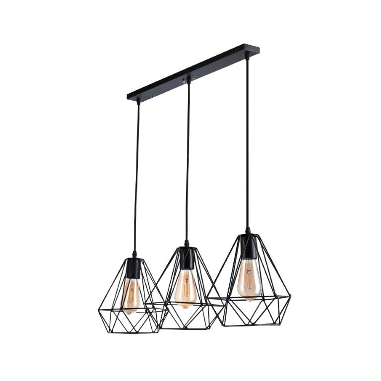 نجفة مسطرة شكل جوهرة - أسود