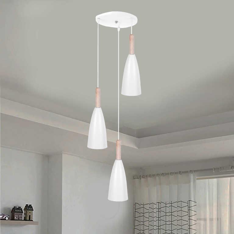 نجفة ثلاثية عصرية - أبيض